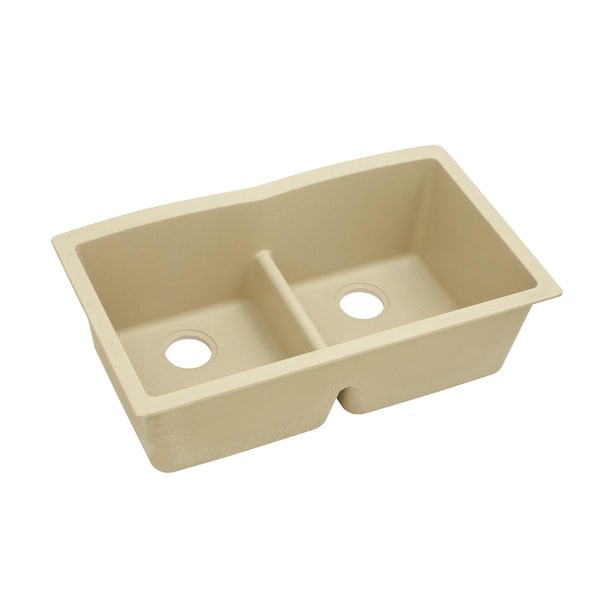 Quartz Classic 33 X 19 X 10 Equal Double Bowl Undermount Sink With Aqua Divide Sand